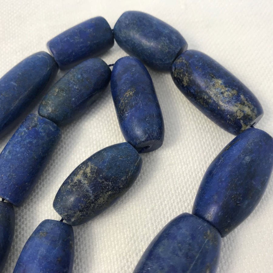 Lapis Smooth, Matte Barrel, Tube Graduated Bead Strand (LAP_013)