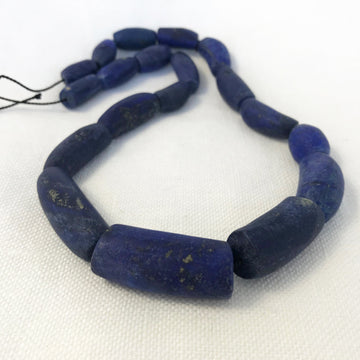 Lapis Smooth, Matte Barrel, Curved Tube Graduated Bead Strand (LAP_014)