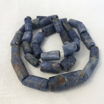 Lapis Smooth, Matte Tube Graduated Bead Strand (LAP_015)