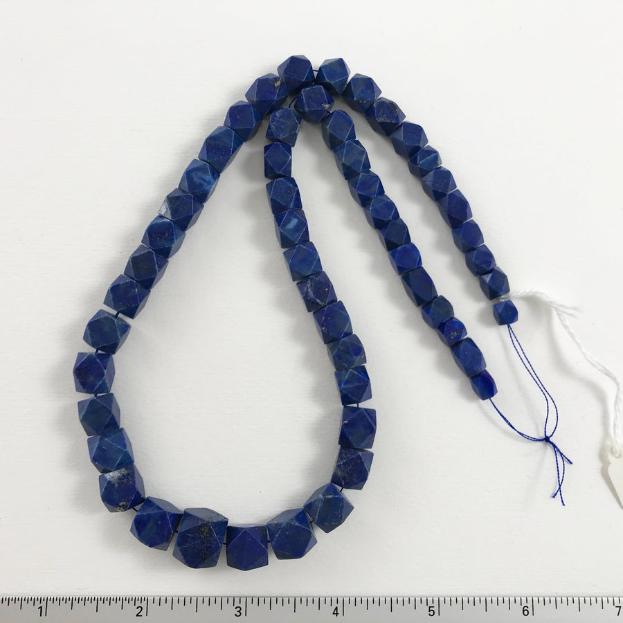 Lapis Faceted Corners Cube Graduated Bead Strand (LAP_021)