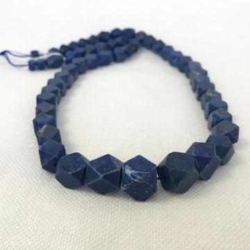 Lapis Faceted Corners Cube Graduated Bead Strand (LAP_022)