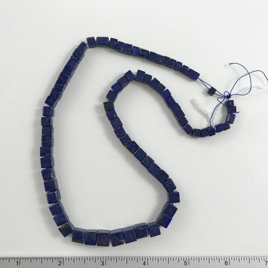 Lapis Cube Graduated Bead Strand (LAP_023)