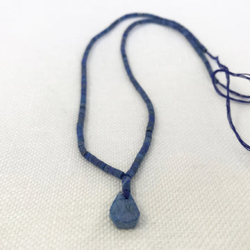 Lapis Smooth, Matte Heishi With Flat Tear Pendant Bead Strand (LAP_026)