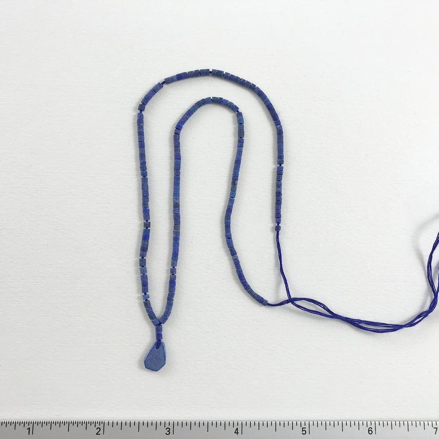 Lapis Smooth, Matte Heishi With Flat Tear Pendant Bead Strand (LAP_026)