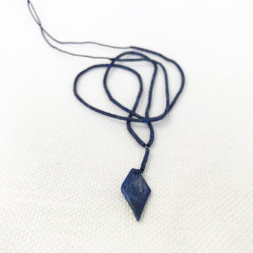 Lapis Heishi Strand with Flat Diamond Pendant (LAP_027)