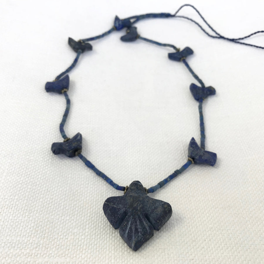 Lapis Smooth, Matte Heishi With Carved Birds And Silver Spacer Beads Bead Strand (LAP_030)