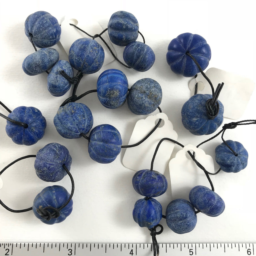 Lapis Carved, Matte Round Bead (LAP-G040)