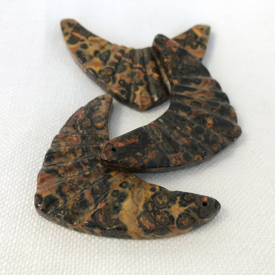 Leopard Jasper Carved Arrowhead 2-Hole Bead (LEJ-G013)