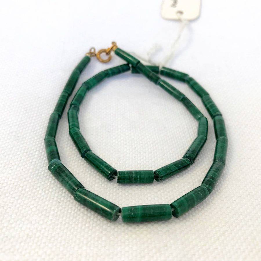 Malachite Tube Clasp Bead Strand (MAL_009)