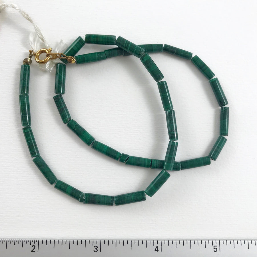 Malachite Tube Clasp Bead Strand (MAL_009)