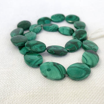 Malachite Flat oval Bead Strand (MAL_010)