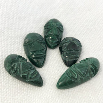 Malachite Carved Face Bead (MAL-G021)