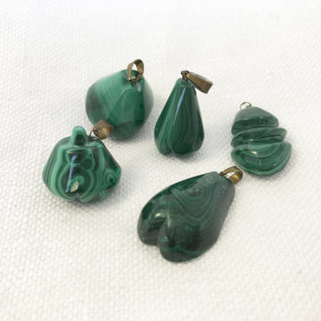 Malachite Carved Gourd Loose Pendant (MAL-G026)