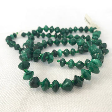 Malachite Bicone Graduated With Glass Spacer Beads Bead Strand (MAL_027)