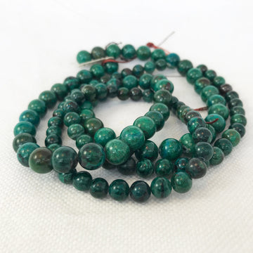 Malachite Chrysocolla Round Bead Strand (MAL-G029)