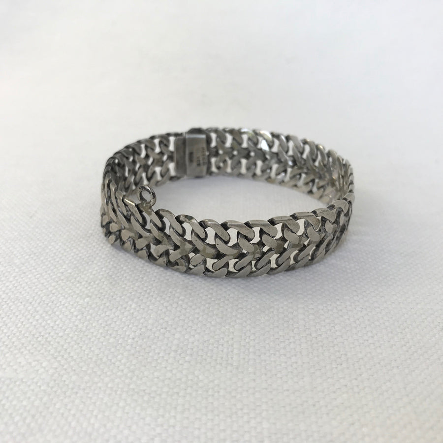 Mexican silver  With Safety Chain Bracelet (MEX_004j)