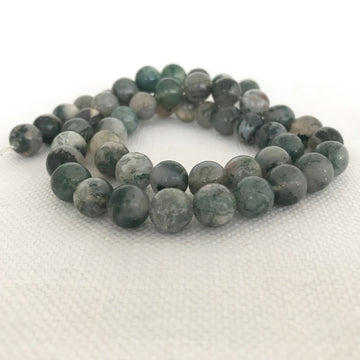 Moss agate Round Bead Strand (MOA_002)