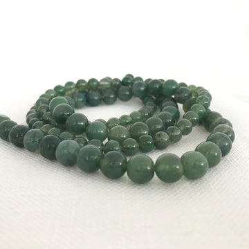 Moss agate Round Bead Strand (MOA-G005)