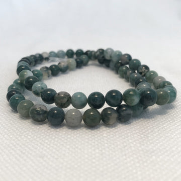 Moss agate Round Bead Strand (MOA_006)