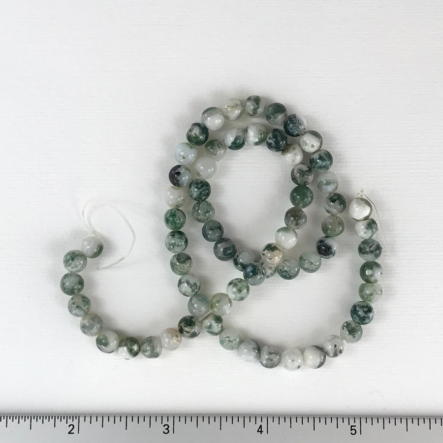 Moss agate Round Bead Strand (MOA_007)