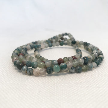 Moss agate Round Bead Strand (MOA_008)