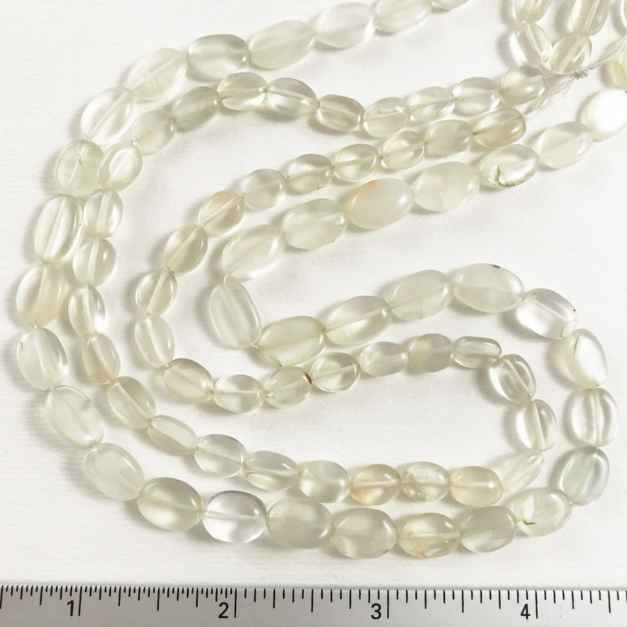 Moonstone Flat oval Bead Strand (MOO-G015)