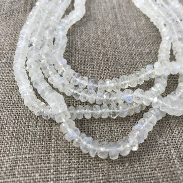 Moonstone Irregular faceted Rondelle Irridescent Bead Strand (MOO_017)