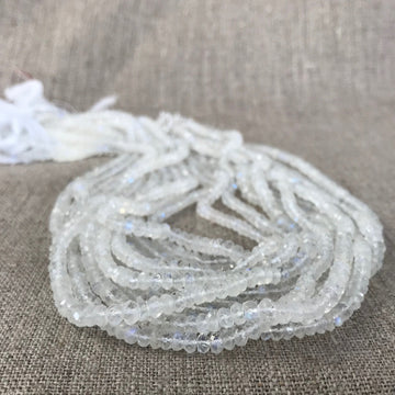 Moonstone Irregular faceted Rondelle Irridescent Bead Strand (MOO_018)