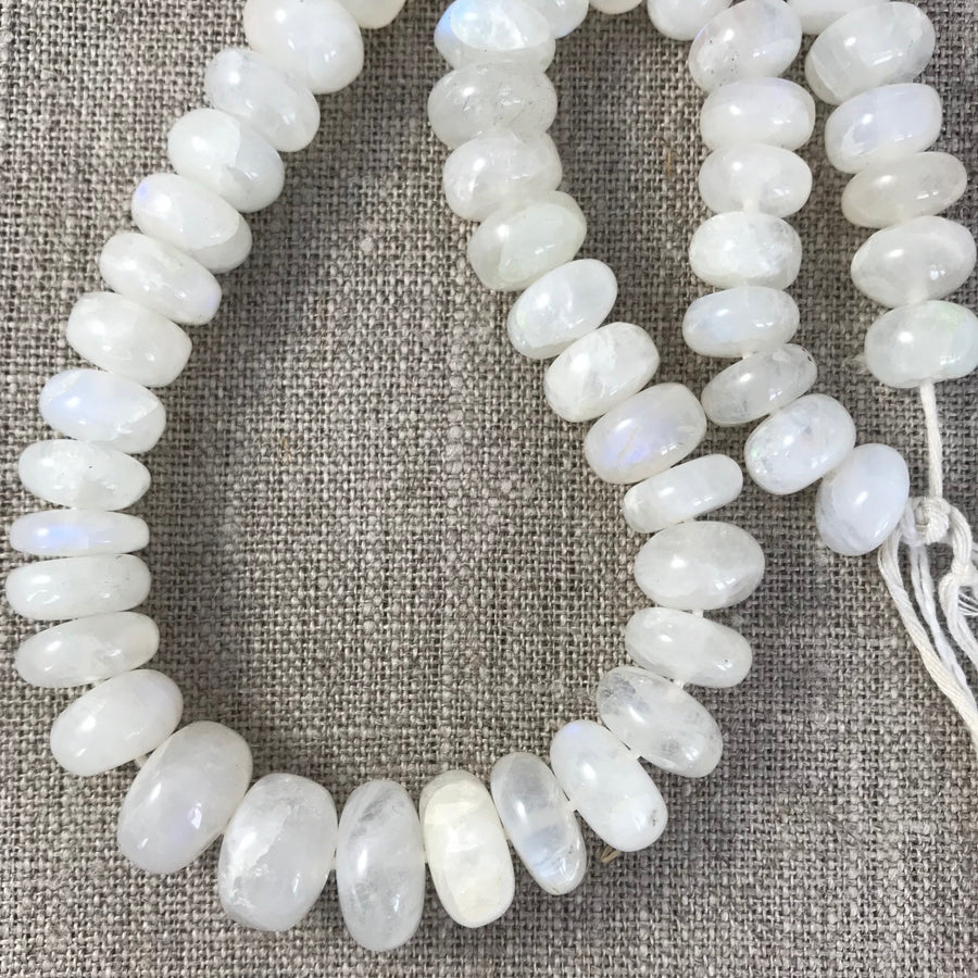 Moonstone Rondelle Graduated, Irridescent Bead Strand (MOO_023)