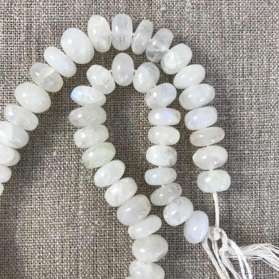 Moonstone Rondelle Graduated, Irridescent Bead Strand (MOO_023)