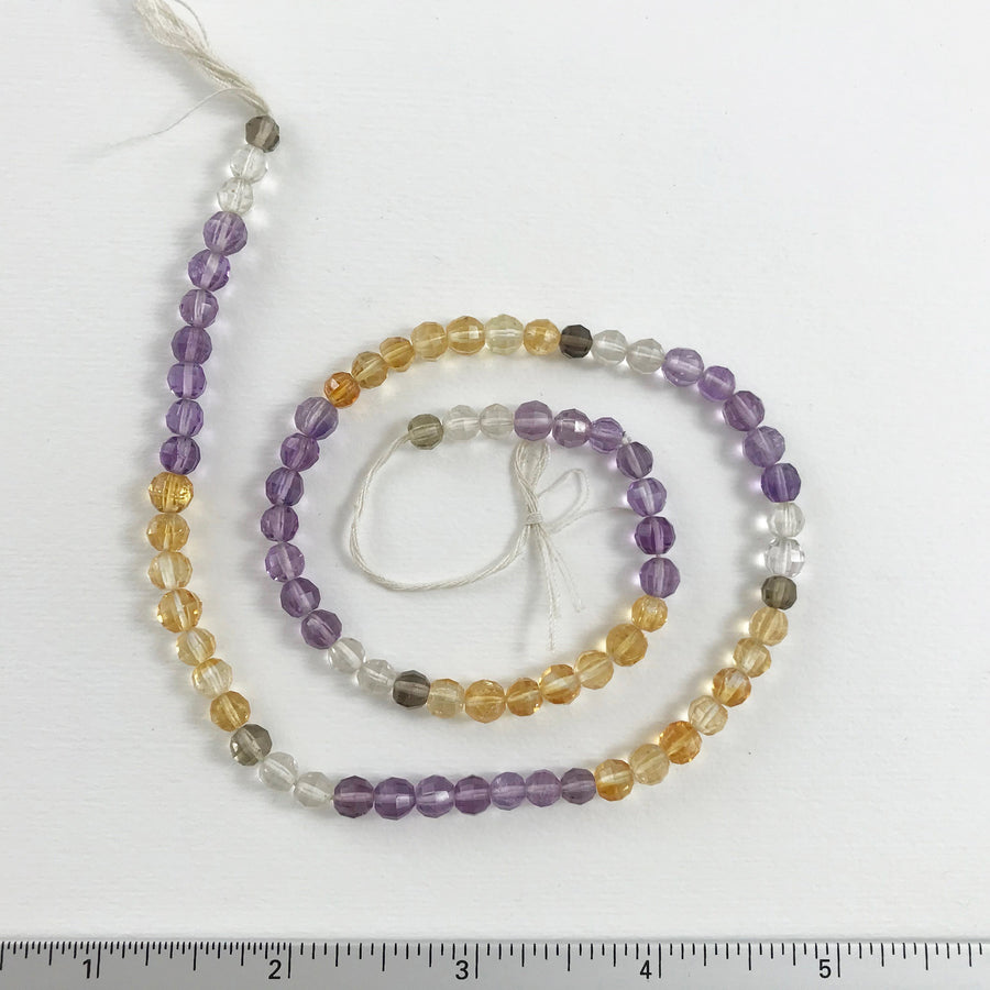 Amethyst, citrine Faceted Round Bead Strand (MUL_007)