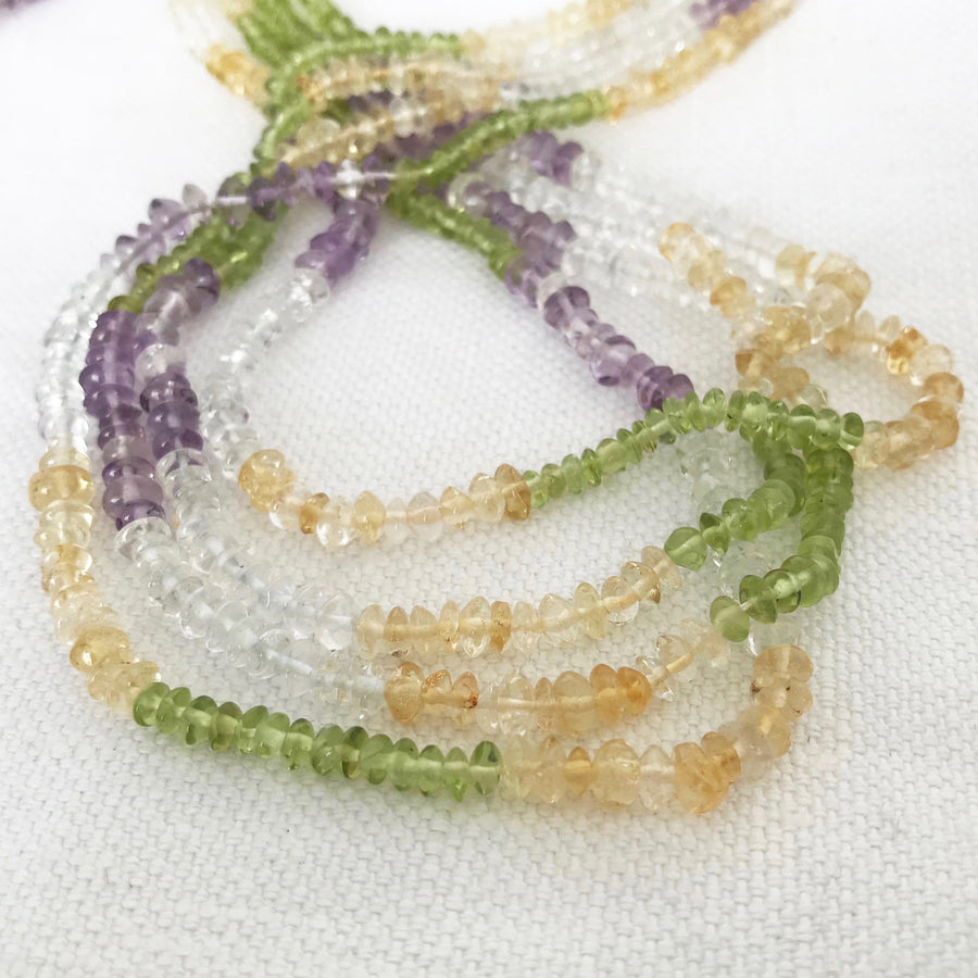 Amethyst, aquamarine, citrine, peridot Rondelle Bead Strand (MUL_011)