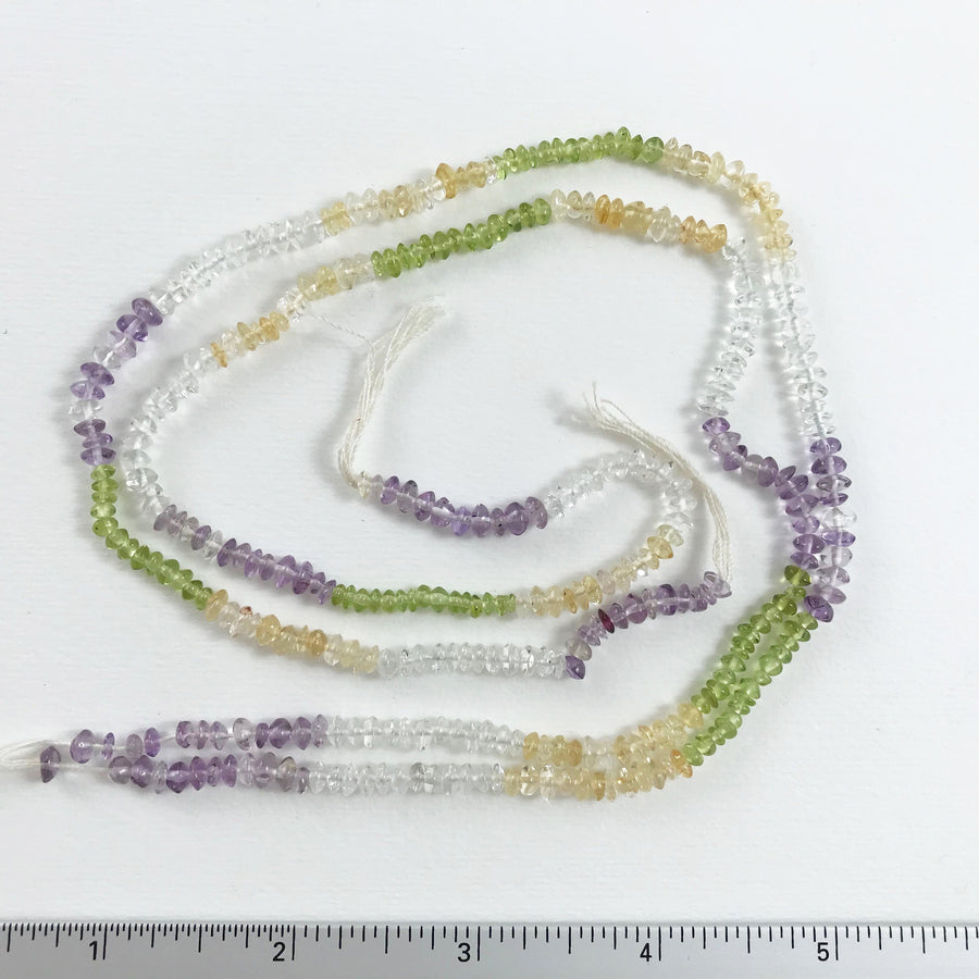 Amethyst, aquamarine, citrine, peridot Rondelle Bead Strand (MUL_011)