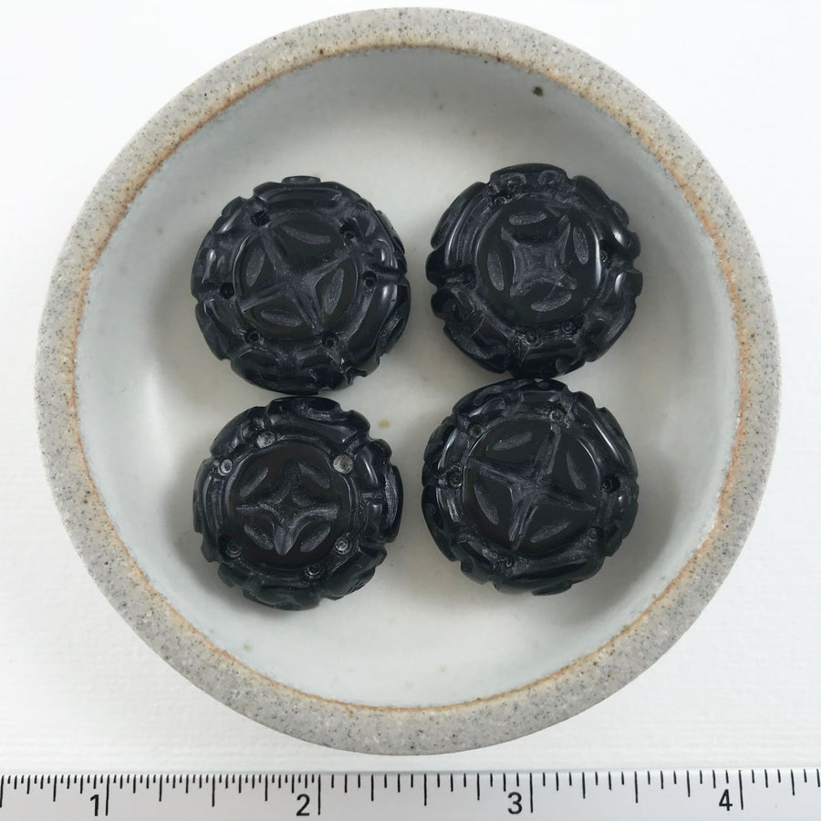 Black Onyx Carved Rondelle Bead (ONX_022)