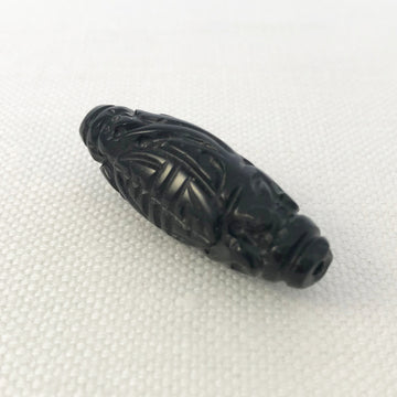 Black Onyx Carved Oval Bead (ONX_023)