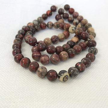 Poppy Jasper Round Bead Strand (POJ_005)