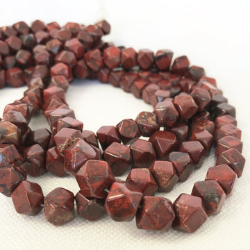 Poppy Jasper Faceted Cube Bead Strand (POJ_008)