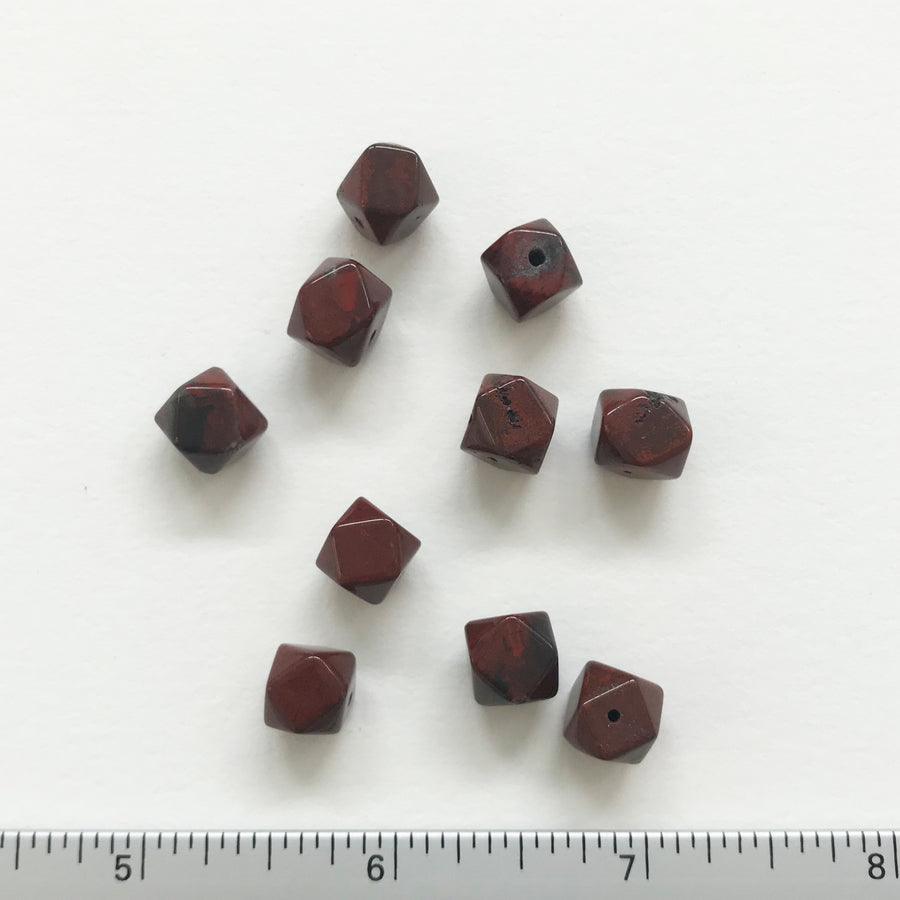 Poppy Jasper Faceted Cube Bead (POJ_009)