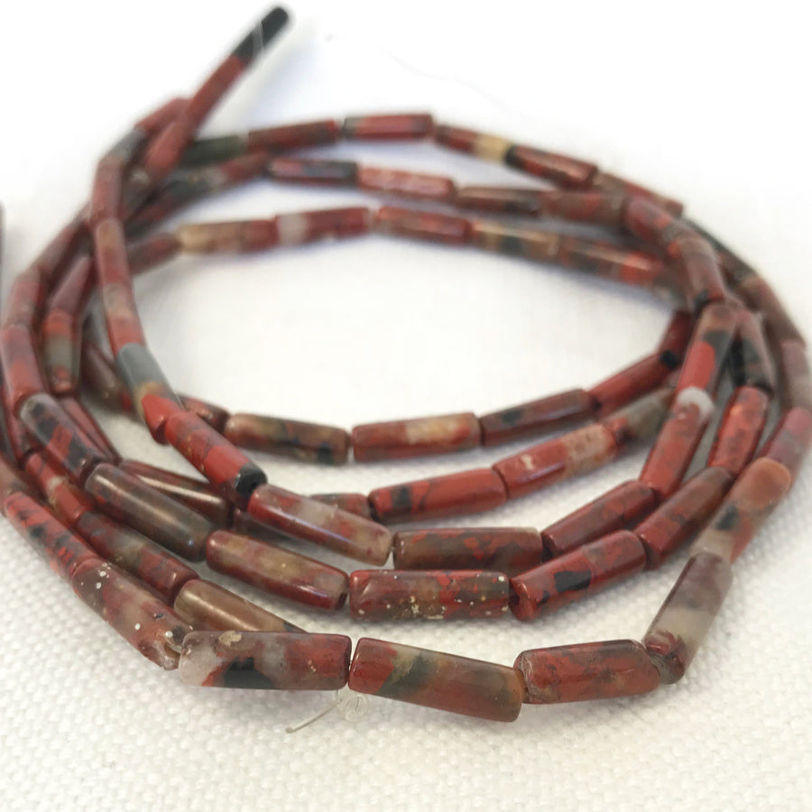 Poppy Jasper Tube Bead Strand (POJ_010)