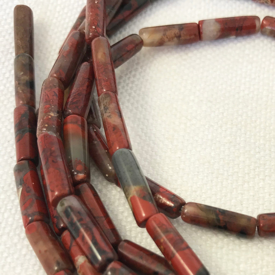 Poppy Jasper Tube Bead Strand (POJ_010)