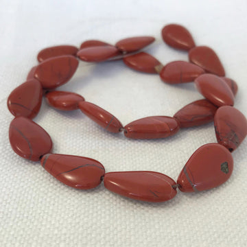 Poppy Jasper Flat Tear Bead Strand (POJ_012