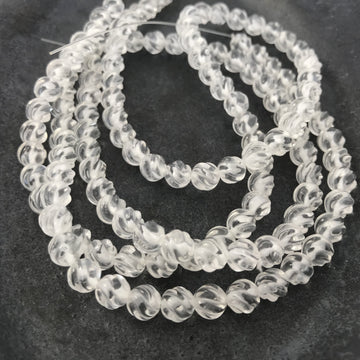 Quartz Carved Round Bead Strand (QUA_012)