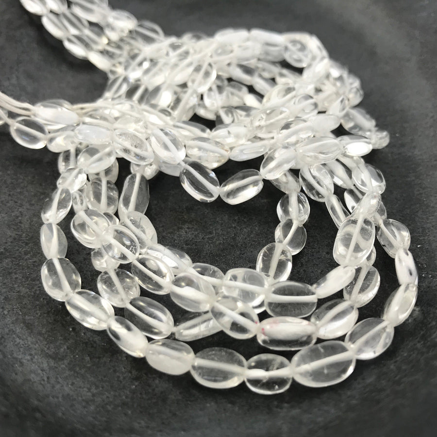 Quartz Flat oval Bead Strand (QUA_015)