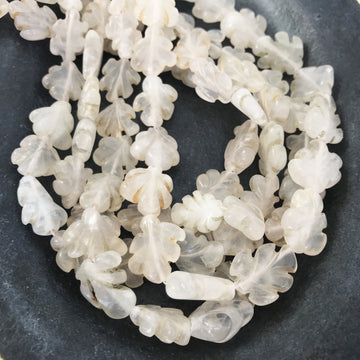 Quartz Carved Leaf Bead Strand (QUA_020)