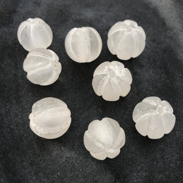 Quartz Carved Round Matte Finish Bead (QUA-G031)