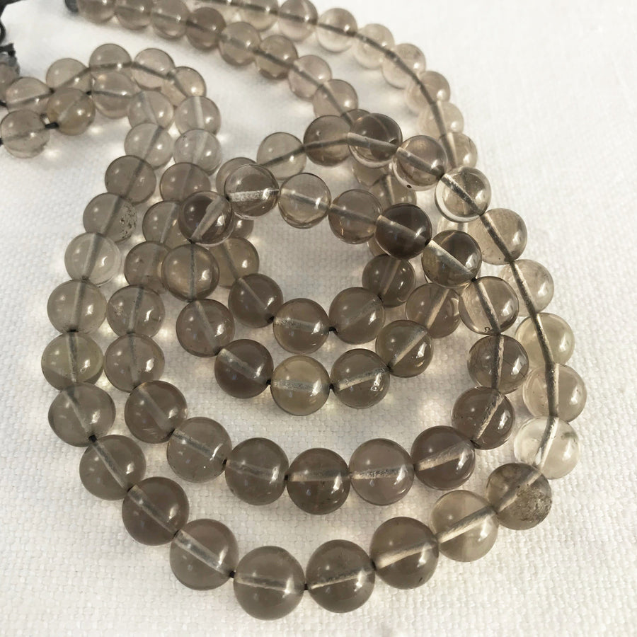 Smokey Quartz Round Bead Strand (QUA_056)