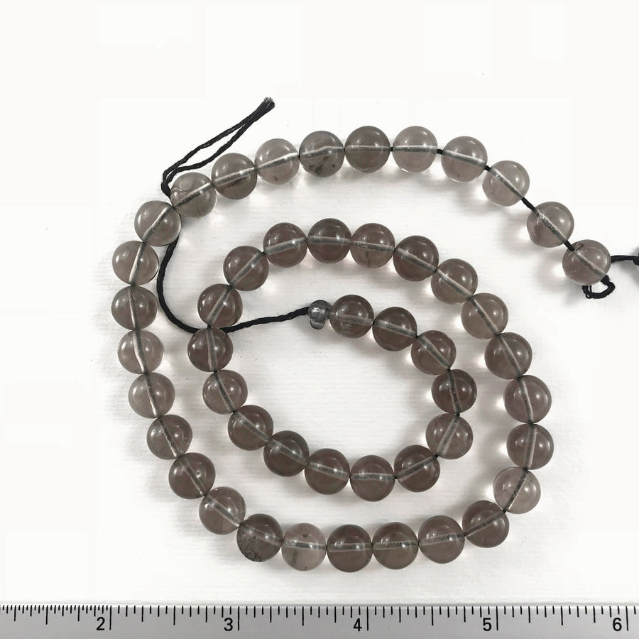 Smokey Quartz Round Bead Strand (QUA_056)