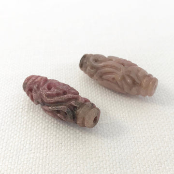 Rhodonite Carved Oval Bead (RHD_009)