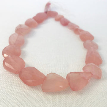 Rose Quartz Faceted Nugget Bead Strand (ROQ_001)