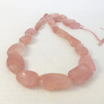 Rose Quartz Faceted Nugget Graduated Bead Strand (ROQ_002)